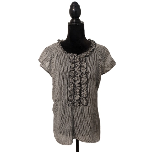 The Limited Tops - The Limited Seersucker Ruffle Front Top